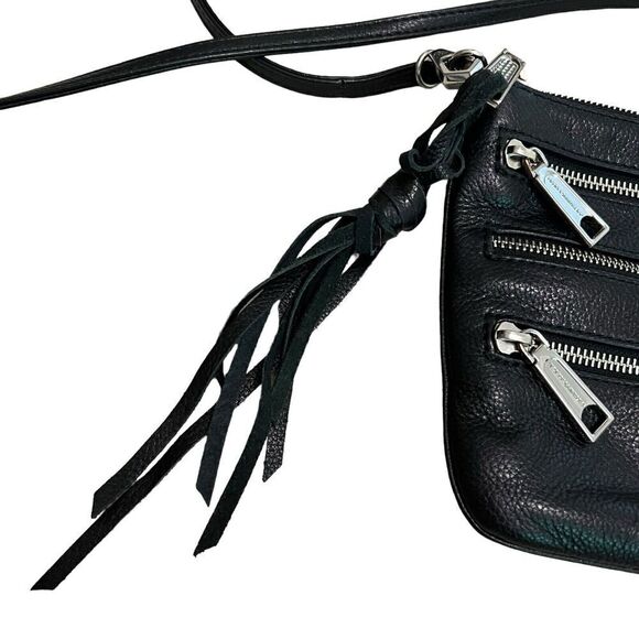 Rebecca Minkoff Three Zip Rocker Crossbody Bag Black Gold - Picture 3 of 7